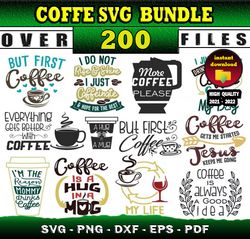 200 COFFE SVG BUNDLE - svg, png, dxf  files for print & cricut