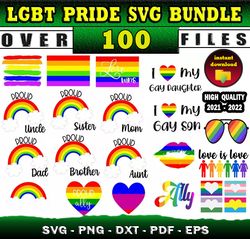 100 LGBT PRIDE MEGA SVG BUNDLE - svg, png, dxf files for print & cricut