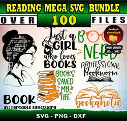 100 READING MEGA SVG BUNDLE - svg, png, dxf files for print & cricut
