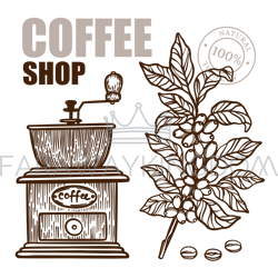 coffee mill design sticker label vector illustration set