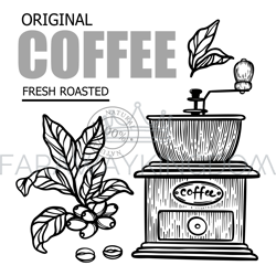 COFFEE MILL AND COFFEE BRANCH Design Vector Illustration Set