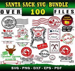 100 SANTA SACK MEGA SVG BUNDLE - svg files for print & cricut