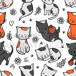 color kitty pattern seamless background vector illustration