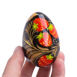 Wooden Easter egg strawberries Painted eggs Keepsake Easter basket filler Easter gift Slavic Russian folk art Khokhloma