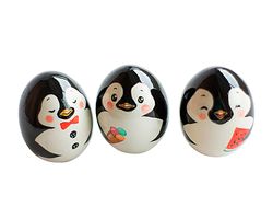 Cute penguin with watermelon ice cream, bow tie Painted wooden Easter egg Keepsake basket filler Christmas ornament gift