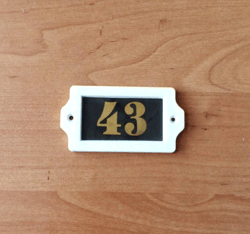Plastic Soviet door number sign 43 address plate vintage