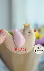 Mini bird PDF sewing pattern ,plush animal pattern,pocket hug , Missing You Gift