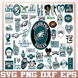 Bundle 50 Files Philadelphia Eagles Football Teams Svg,  Philadelphia Eagles svg, NFL Teams svg, NFL Svg, Png, Dxf, Eps