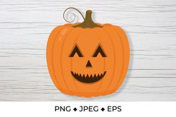 Cute Halloween pumpkin face. Laughing Jack-o-Lantern