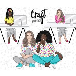 Crafter Girl Clipart Bundle | Craft Woman Illustration