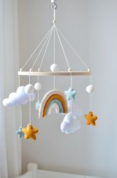 Baby mobile girl with  Rainbow ,Nursery decor and Best baby shower gift