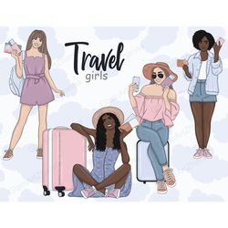 Travel Girl Clipart | Planner Girl Graphics Set