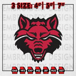 Arkansas State Red Wolves Embroidery file, NCAAF teams Embroidery Designs, College Football, Machine Embroidery