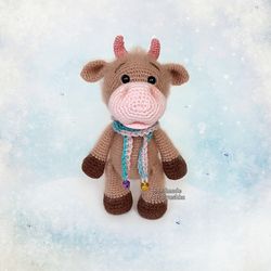 Soft toy Young Bull, Crochet Wool Bull, Buffalo toy, Baby gift Farm animal, Fluffy bull, Souvenir Bull toy
