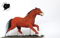 Custom order pet portrait, felt sculpture horse