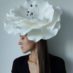 Large Anemone Fascinator Wedding Flower Hair Clip Derby Hat Women Bridal Headpiece Kentucky Derby