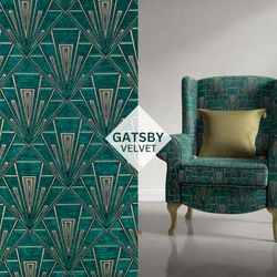 Art Decor Gatsby Green Velvet, Upholstery Fabric