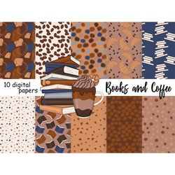 Books And Coffee Pattern | Coffee Digital Paper