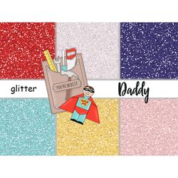 Fathers Day Digital Paper | Bright Glitter Textures
