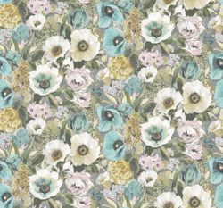 Eden Floral Fabric, Fabric with Blooming Flowers, Linen and Viscose Fabric, Botanical Fabric, Garden Floral Fabric