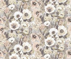 Eden Floral Fabric, Fabric with Blooming Flowers, Linen and Viscose Fabric, Botanical Fabric, Garden Floral Fabric