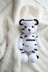 White tiger plush toy, cute crochet tiger safari animals personalized gifts for boys and girls