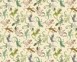 Lizard Fabric, Fabric with Lizards, Gekko Fabric, Cotton Fabric, Animal Print Fabric, Cute Lizards Fabric, Kids Fabric