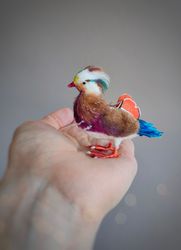 Miniature bird Mandarin duck Dollhouse miniatures Realistic animals - cute pet. Miniature duck. Ooak collection