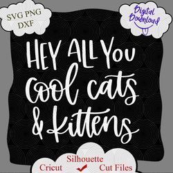 Hey All You Cool Cats and Kittens SVG, Tiger King SVG, Cat svg quote, funny cat shirt svg, cat and kitten svg, kitten