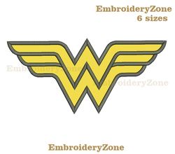Wonder Woman applique embroidery design, wonderwoman machine embroidery, wonder woman pattern, super hero, 6 sizes