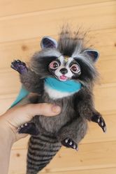 Raccoon plush Handmade toy Art doll animal
