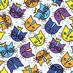 colorful cats cartoon seamless pattern vector illustration