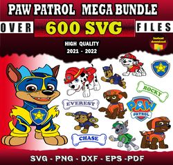 600 Paw Patrol SVG Bundle svg, png, dxf files for Print & Cricut paw patrol mega svg bundle