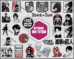 Attack On Titan Bundle SVG,  Levi SVG, Eren SVG, Mikasa SVG, AOT SVG, Anime SVG.