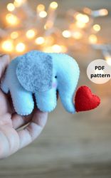 Elephant and heart Easy Pattern PDF, Valentine Day gift