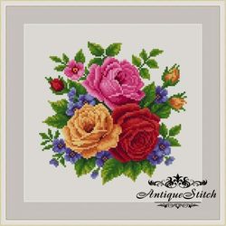 3 Roses Bouquet 59 Vintage Cross Stitch Pattern PDF Compatible Pattern Keeper