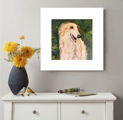 Portrait of a dog Image of a hunting dog Original Oil Painting Miniature Portrait of an animal Gift to dog lover 6x6 in