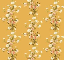 Carnation Flower Fabric, Fabric with Blooming Carnation, Cotton Floral Fabric, Floral Fabric, Botanical Fabric