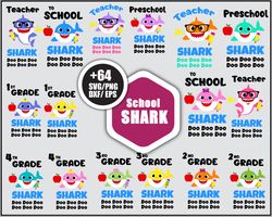 Baby Shark School Bundle SVG, Teacher Shark SVG, Baby Shark SVG, PNG DXF EPS File