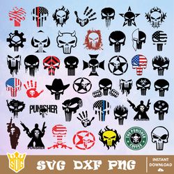 The Punisher SVG Bundle, Punisher Svg, Marvel Svg, Cricut, Clipart, Silhouettes, Instant Download, Digital Download File