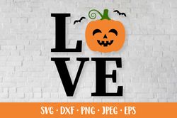 Love Halloween SVG. Pumpkin face. Smiling Jack-o-Lantern.
