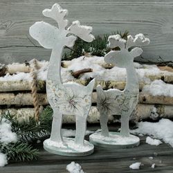 decorative wooden elk, wooden christmas decoration, wood decorative toy holiday party decoration