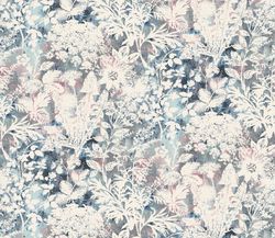 Oasis Fabric, Fabric with Blooming Flowers, Linen and Viscose Fabric, Botanical Fabric, Nature Fabric, Plants Fabric