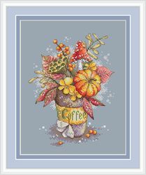 Fall Cross Stitch Pattern Autumn Cross Stitch Pattern Pumpkin Cross Stitch Pattern Coffee Cross Stitch Pattern