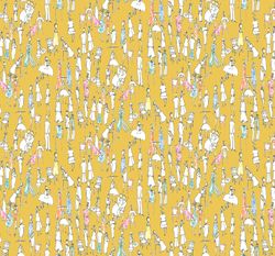 Fabric with People, Doodle People fabric, Mustard Fabric, Fabric of People Images Fabric, Upholstery Fabric