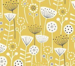 Floral Fabric, Fabric with Flowers, Scandi Floral Fabric, Cotton Fabric, Ochre Floral Printed Fabric