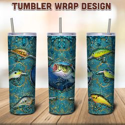 Fishing Tumbler Design, Skinny Tumbler Sublimation Designs, Fishing Tumbler, Tumbler Wrap PNG Digital Download