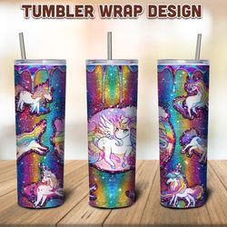 Unicorn Tumbler Wrap PNG, Unicorn Tumbler, Skinny Tumbler, Glitter Tumbler Rainbow, Sublimation Designs Digital Download