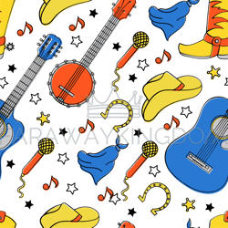 COUNTRY INSTRUMENTS Seamless Pattern Vector Illustration