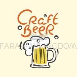 CRAFT BEER Lettering Cartoon Drink Vector Illustration Set